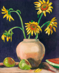 Sunflowers, pears, watermelon painting